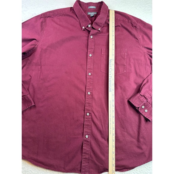 Eddie Bauer Mens 2XL Relaxed Fit Burgundy Button Down Shirt Long Sleeve Maroon - Picture 7 of 10